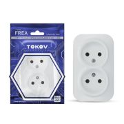 Розетка 2-м ОП Frea 16А IP20 250В без заземл. АБС-пластик бел. TOKOV TKE-FR-R2-C01