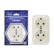 Розетка 2-м ОП Frea 16А IP20 250В с заземл. АБС-пластик беж. TOKOV TKE-FR-R2Z-C02