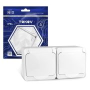 Розетка 2-м ОП Nix 16А IP54 250В с заземл. с крышкой бел. TOKOV TKE-NX-R2Z-C01-IP54