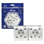 Розетка 2-м ОП Nix 16А IP54 250В с заземл. с прозр. крышкой бел. TOKOV TKE-NX-R2Z-C01T-IP54