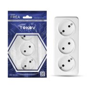 Розетка 3-м ОП Frea 16А IP20 250В без заземл. АБС-пластик бел. TOKOV TKE-FR-R3-C01