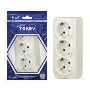 Розетка 3-м ОП Frea 16А IP20 250В с заземл. АБС-пластик беж. TOKOV TKE-FR-R3Z-C02