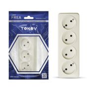Розетка 4-м ОП Frea 16А IP20 250В без заземл. АБС-пластик беж. TOKOV TKE-FR-R4-C02
