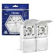 Розетка 4-м ОП Nix 16А IP54 250В с заземл. с крышкой бел. TOKOV TKE-NX-R4Z-C01-IP54