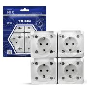 Розетка 4-м ОП Nix 16А IP54 250В с заземл. с прозр. крышкой бел. TOKOV TKE-NX-R4Z-C01T-IP54