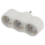 Тройник 3L3 с заземлением 16А белый прямой